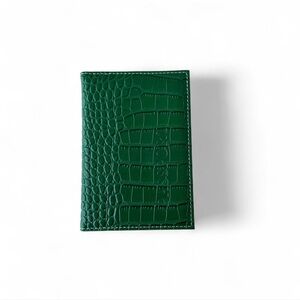 Green Crocodile Embossed Leather Passport Holder